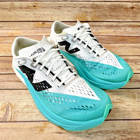 New Balance Womens FuelCell SuperComp Pacer V2 White Turquoise Running Shoes 9 - Picture 1 of 16